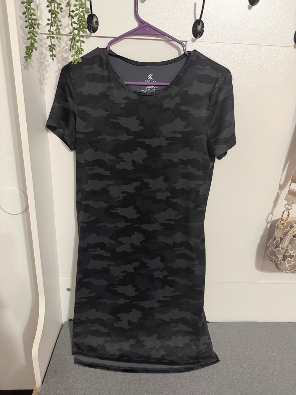 KUT from the Kloth Black Gray Camo Tee Dress